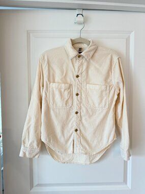 DL1961 Women's Corduroy Button-Down Jacket Shirt in Cream Natural White Size XS